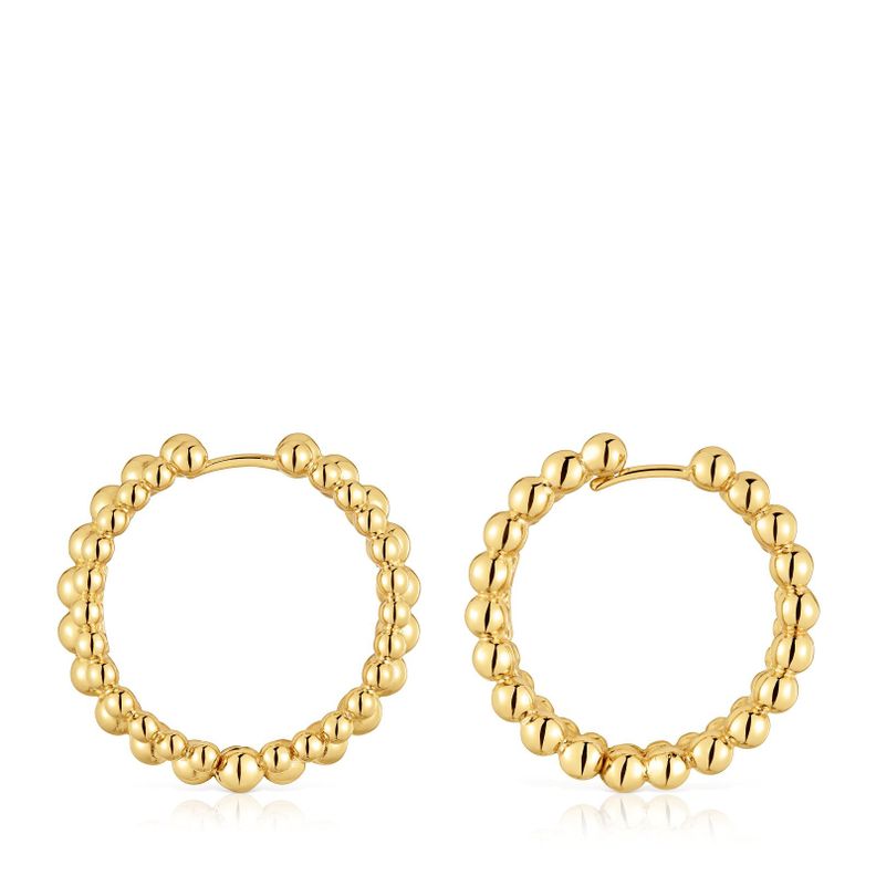 Pendientes de aro doble con baño de oro de 18 kt sobre plata-1