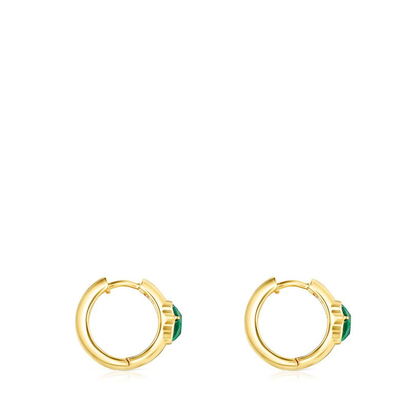 Pendientes pequeños Icon Color de plata vermeil y malaquita-1