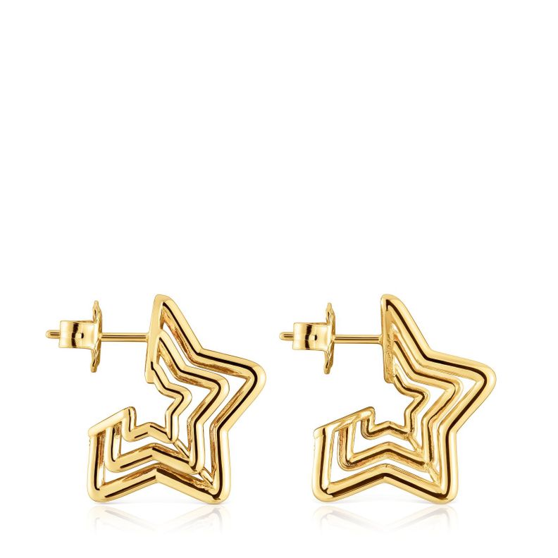 Aros estrella con baño de oro 18 kt sobre plata Bickie-1