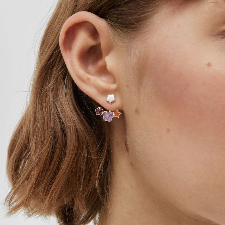 Aros de plata y gemas Bold Motif-4