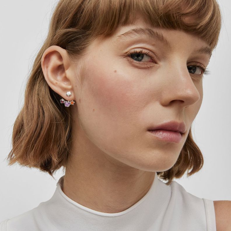 Aros de plata y gemas Bold Motif-5