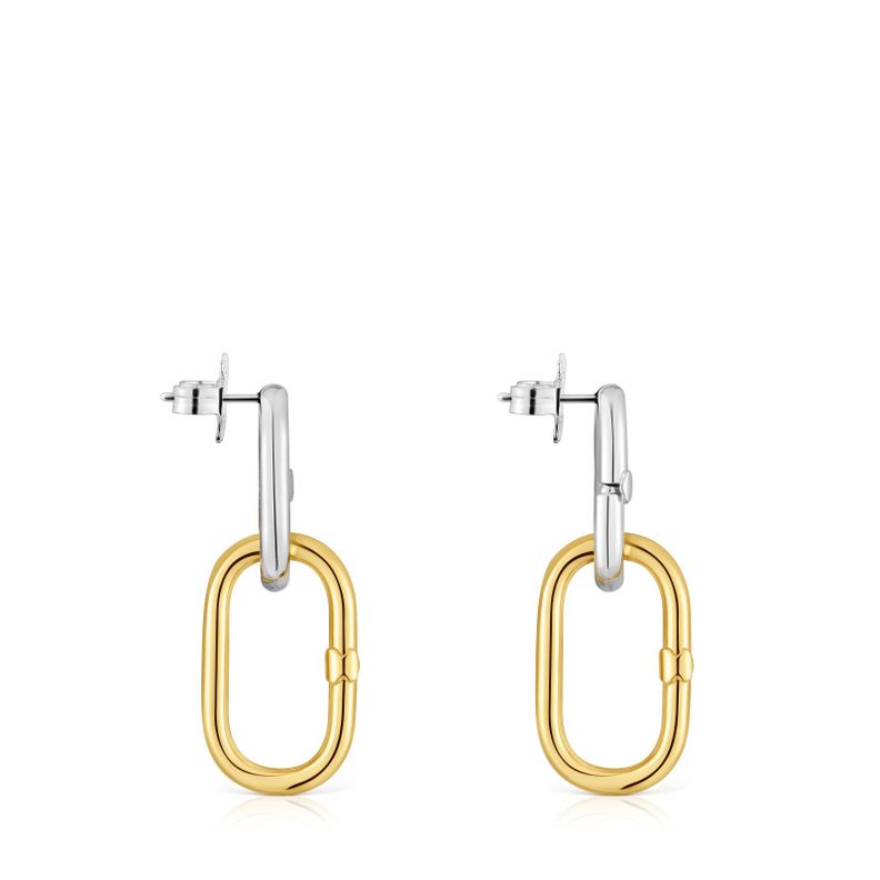 Pendientes largos bicolor Hold Oval-1