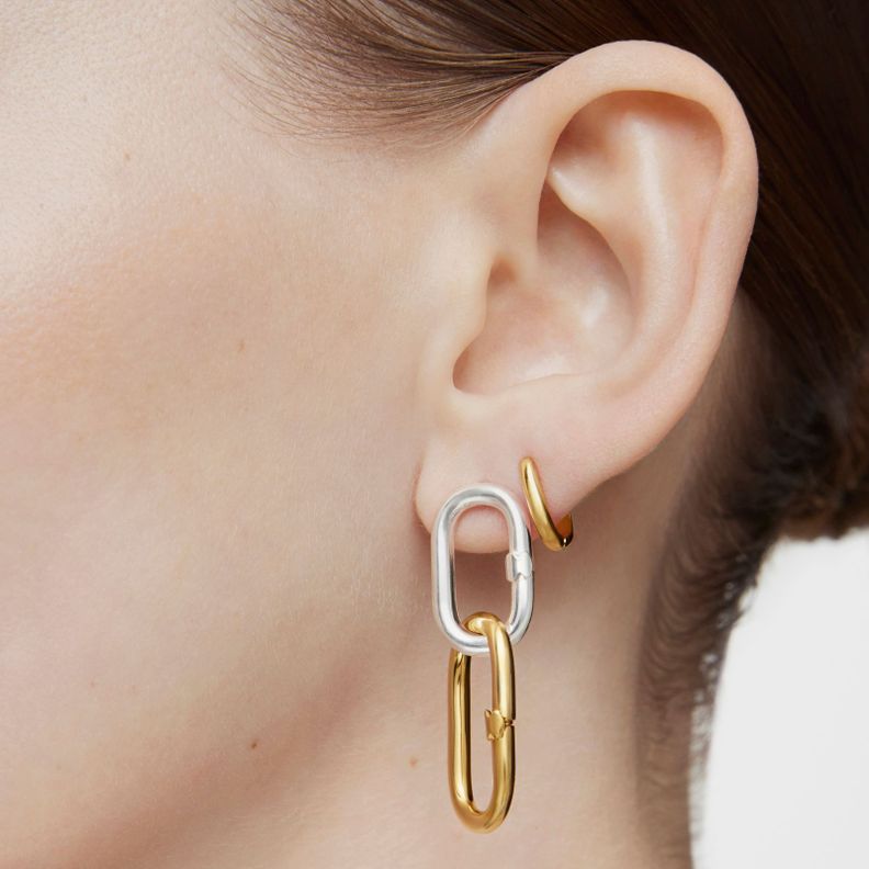 Pendientes largos bicolor Hold Oval-5