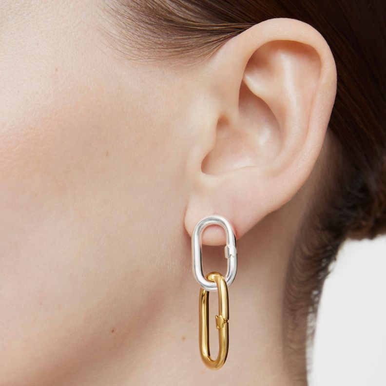 Pendientes largos bicolor Hold Oval-7