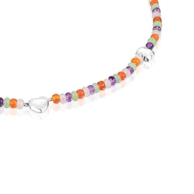 Collar corto con gemas y motivos de plata Bold Motif-1