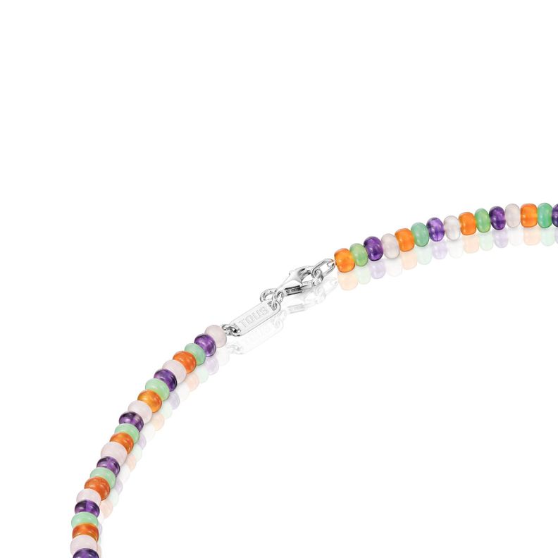 Collar corto con gemas y motivos de plata Bold Motif-2