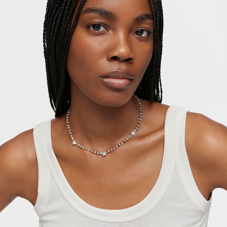 Collar corto con gemas y motivos de plata Bold Motif-3