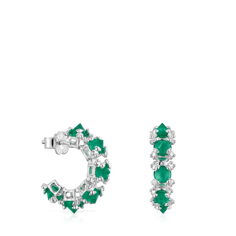 Pendientes aro grandes de plata y calcedonia Color Pills-0