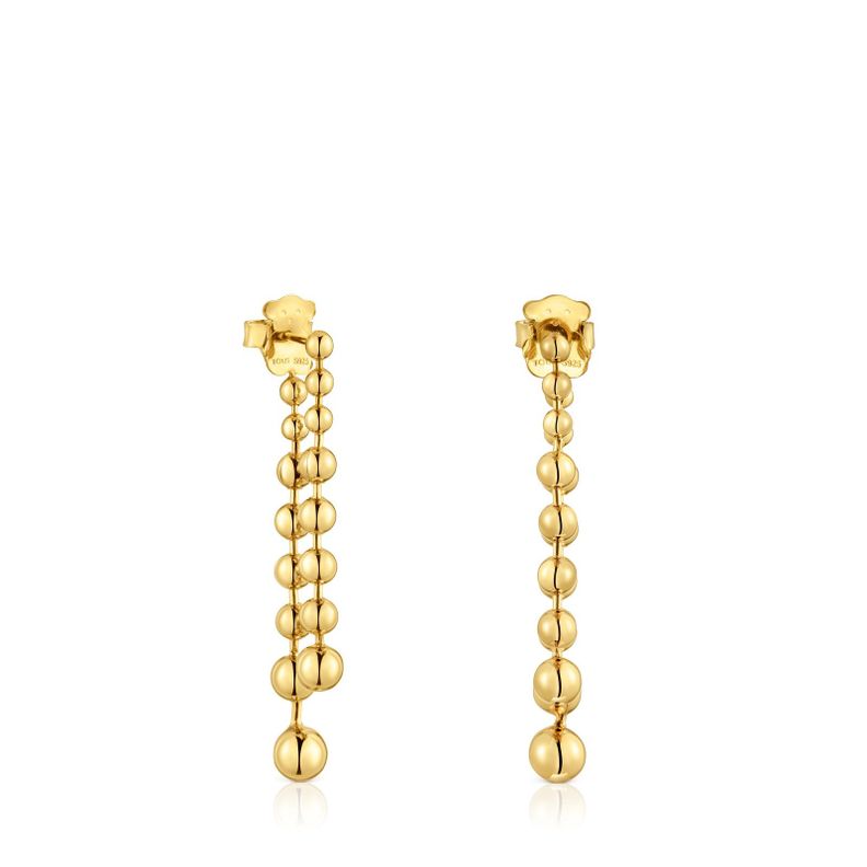 Pendientes largos dobles con baño de oro de 18 kt sobre plata Gloss-0