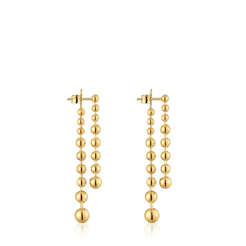 Pendientes largos dobles con baño de oro de 18 kt sobre plata Gloss-1