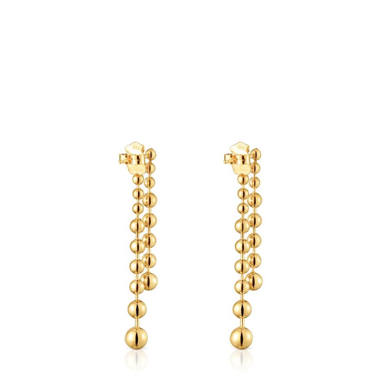 Pendientes largos dobles con baño de oro de 18 kt sobre plata Gloss-2