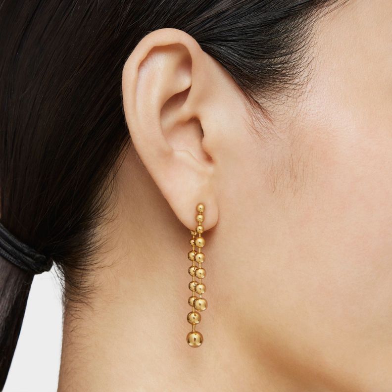 Pendientes largos dobles con baño de oro de 18 kt sobre plata Gloss-5