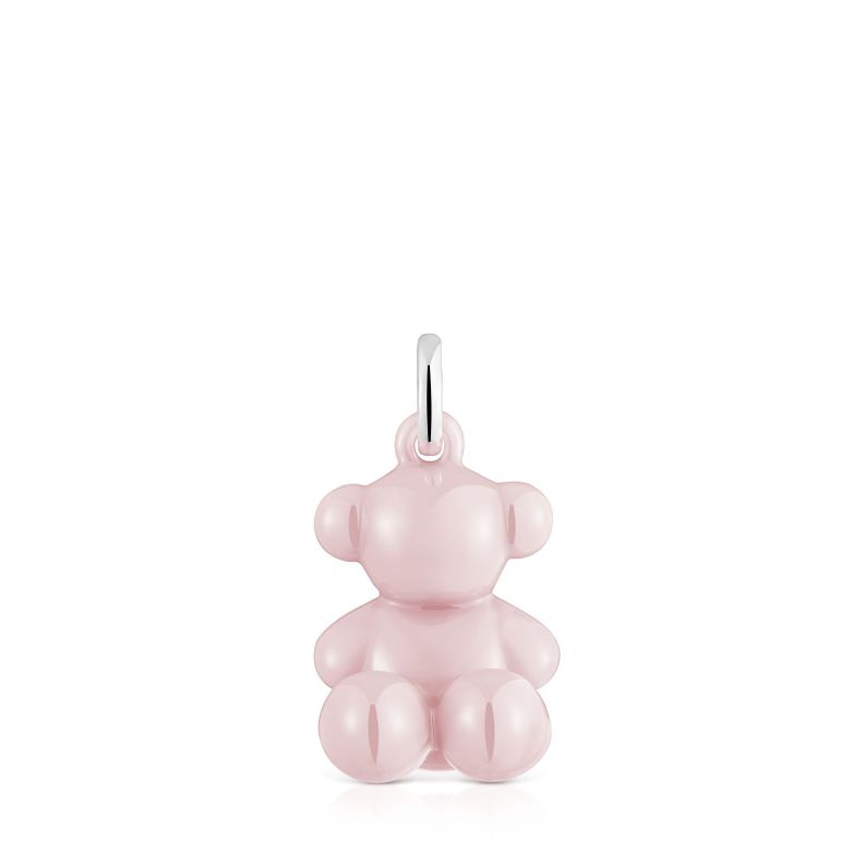 Colgante oso de plata y cerámica rosa Bold Bear Tous