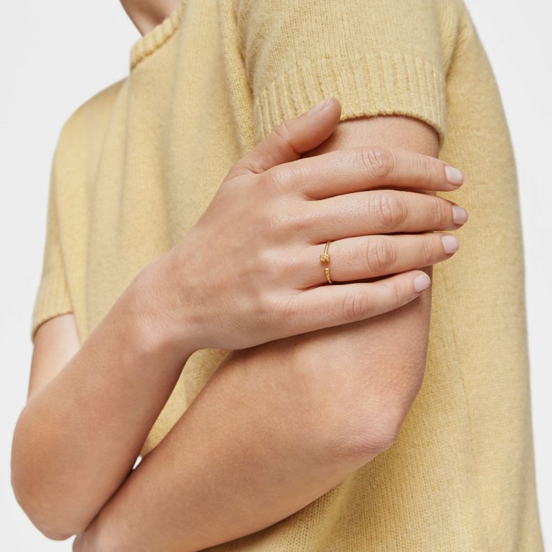 Anillo abierto pequeño con baño con motivos TOUS Grain-2