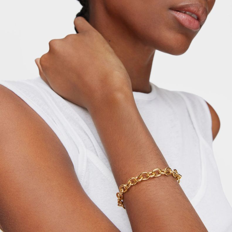 Pulsera cadena con baño de oro 18 kt sobre plata Basicos-1