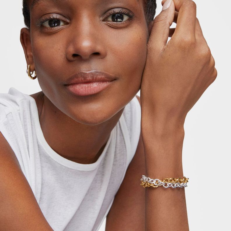 Pulsera cadena con baño de oro 18 kt sobre plata Basicos-2