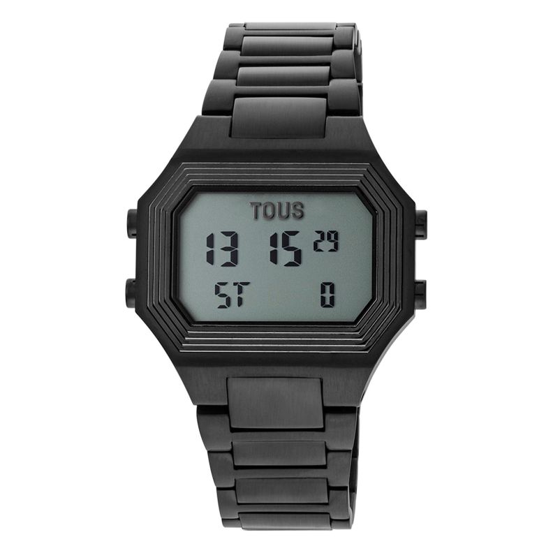 Reloj digital con brazalete de acero IP negro Emerald Tous-0