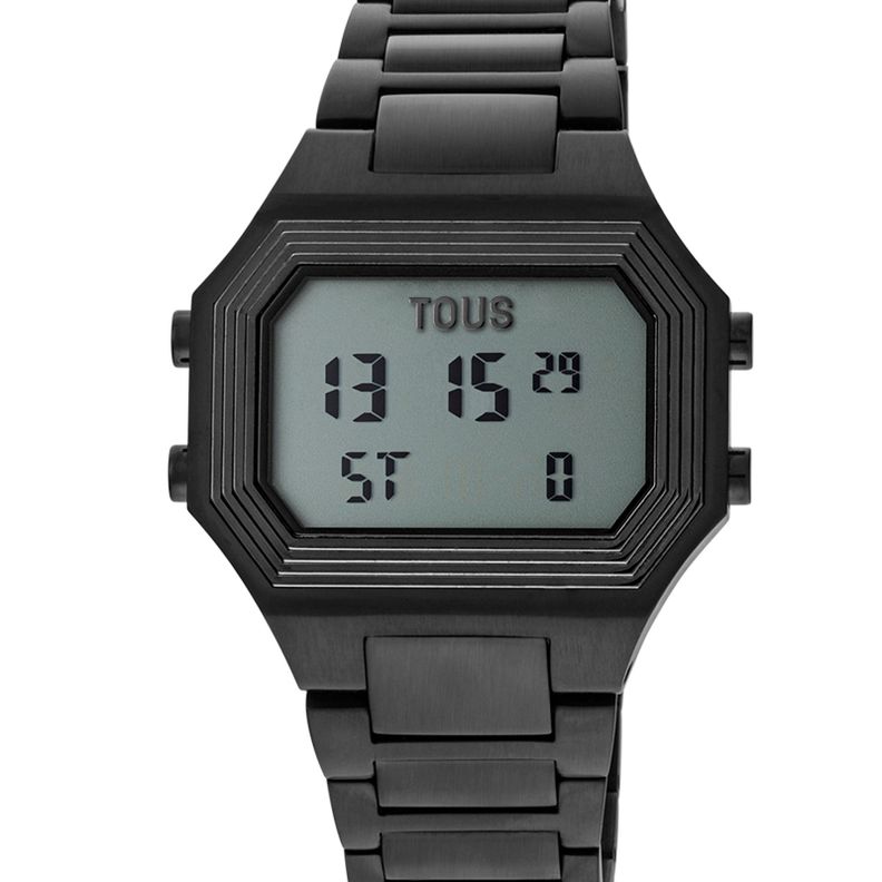 Reloj digital con brazalete de acero IP negro Emerald Tous-2