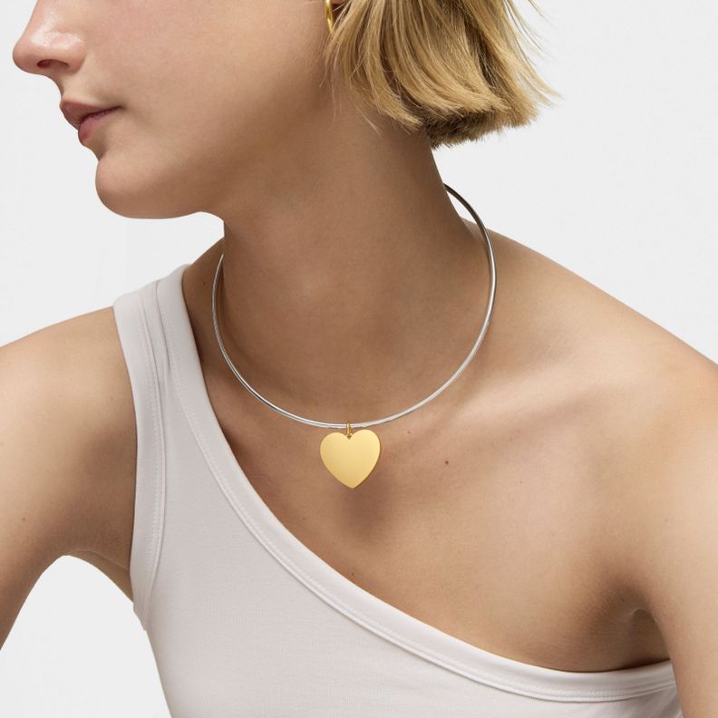 Colgante mediano corazón con baño de oro 18 kt sobre plata 27 mm Sweet Dolls-5
