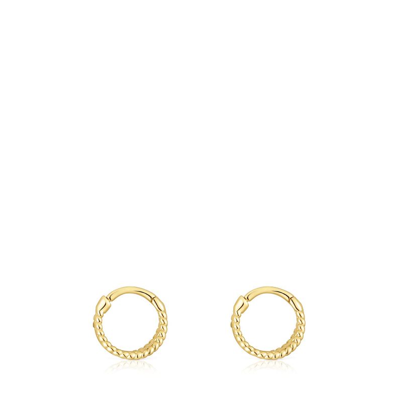 Aros de oro triple aro cortos con relieve Basics-1