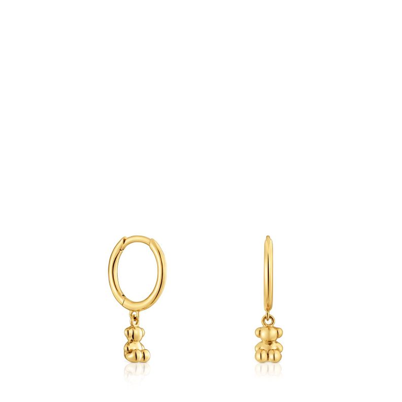 Pendientes aro de oro y detalle oso Bold Bear-0