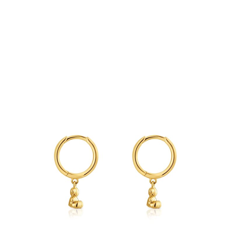 Pendientes aro de oro y detalle oso Bold Bear-1