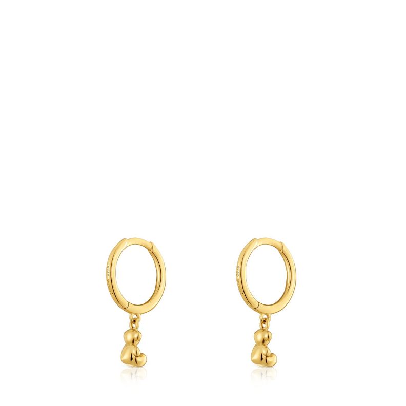 Pendientes aro de oro y detalle oso Bold Bear-2