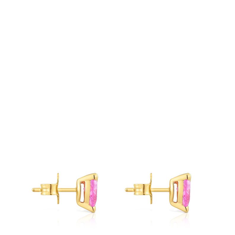 Pendientes con baño de oro 18 kt sobre plata y zafiro-1