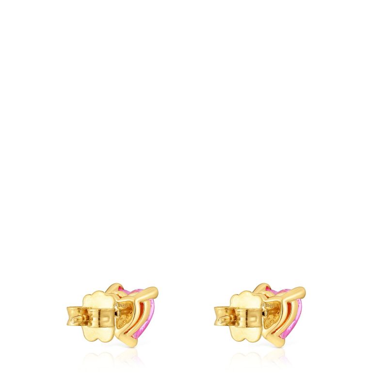 Pendientes con baño de oro 18 kt sobre plata y zafiro-2