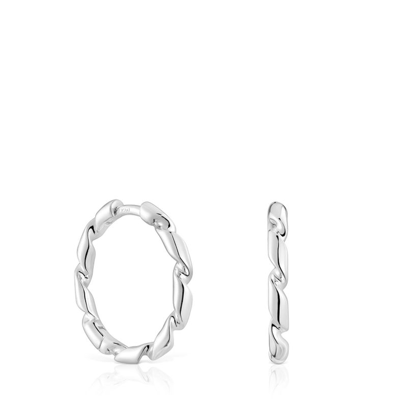 Pendientes de aro de plata 15 mm Twisted-0