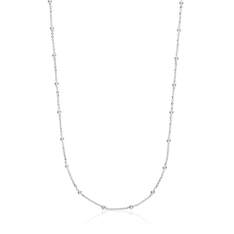 Gargantilla de plata con bolas intercaladas 60 cm-0