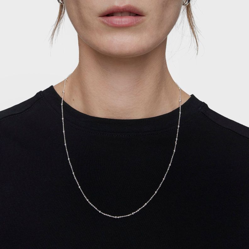 Gargantilla de plata con bolas intercaladas 60 cm-4