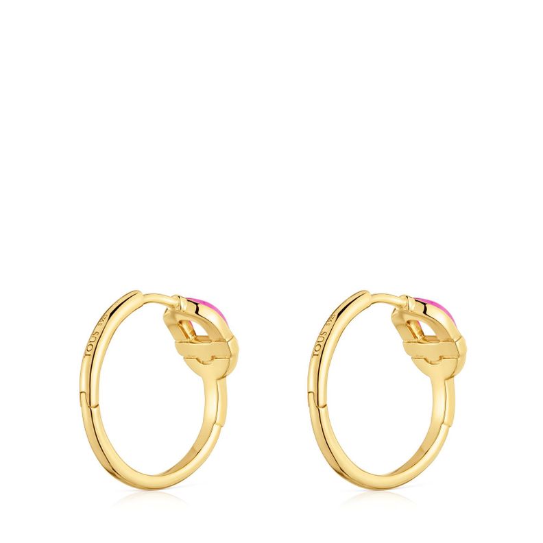 Aros cortos con baño de oro 18 kt sobre plata MANIFESTO-2
