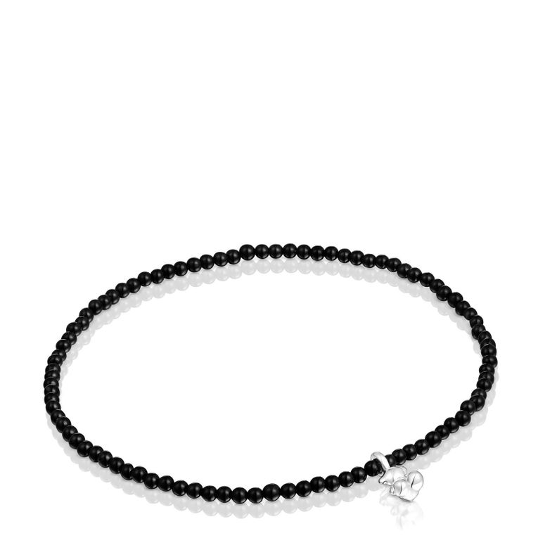 Pulsera elástica con ónix y oso de plata Bold Bear Tous-0