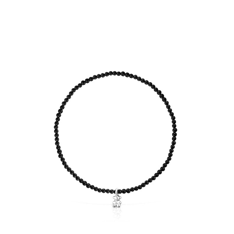Pulsera elástica con ónix y oso de plata Bold Bear Tous-1