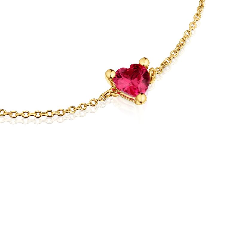 Pulsera cadena con baño de oro 18 kt sobre plata y rubí creado en laboratorio Garden Of Love LGG-2