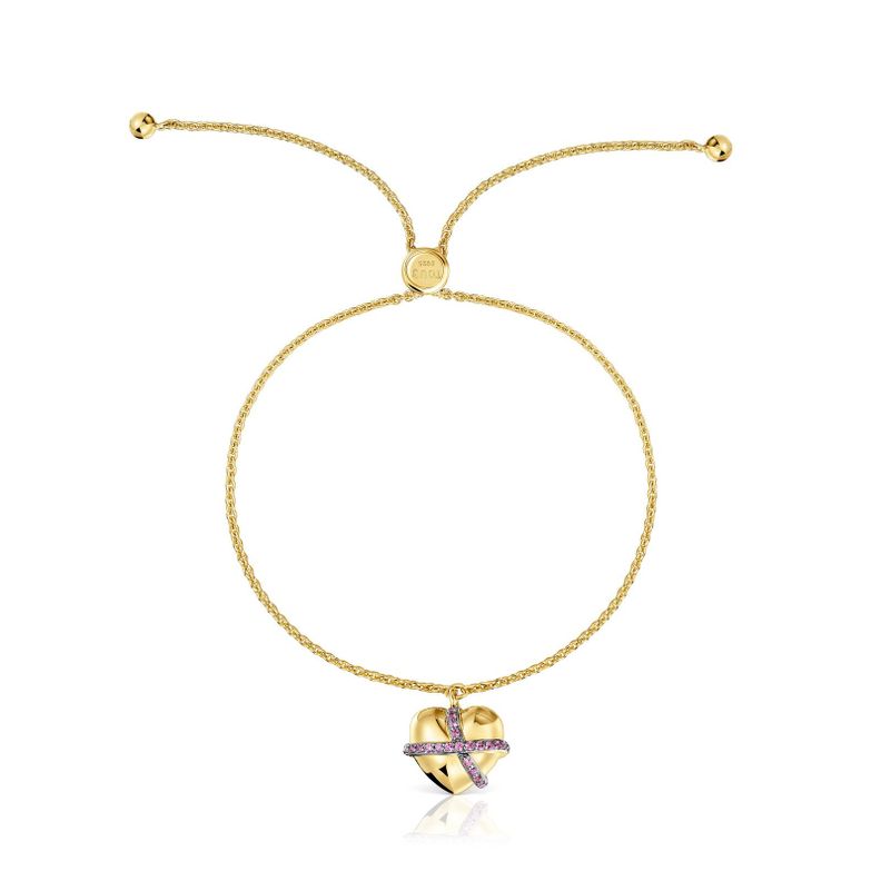 Pulsera cadena corazón con baño de oro 18 kt sobre plata-1