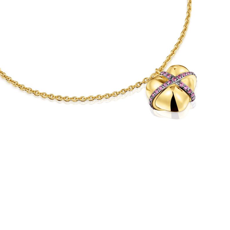 Pulsera cadena corazón con baño de oro 18 kt sobre plata-2