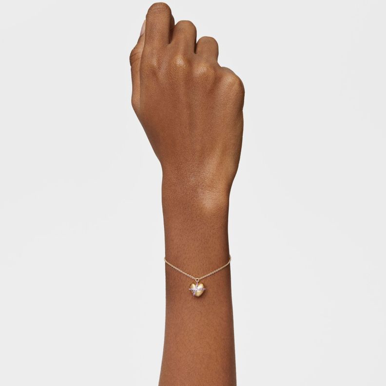 Pulsera cadena corazón con baño de oro 18 kt sobre plata-6