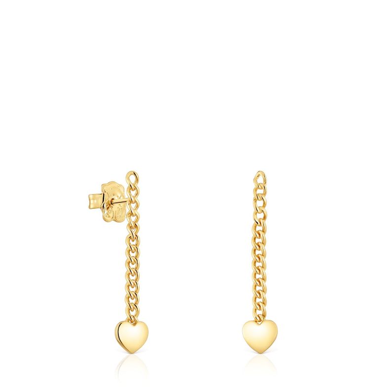 Pendientes corazón baño de oro 18 kt sobre plata Bold Motif-0