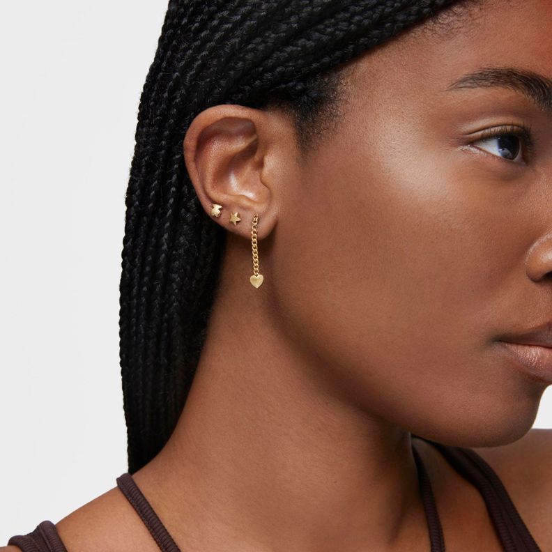 Pendientes corazón baño de oro 18 kt sobre plata Bold Motif-3