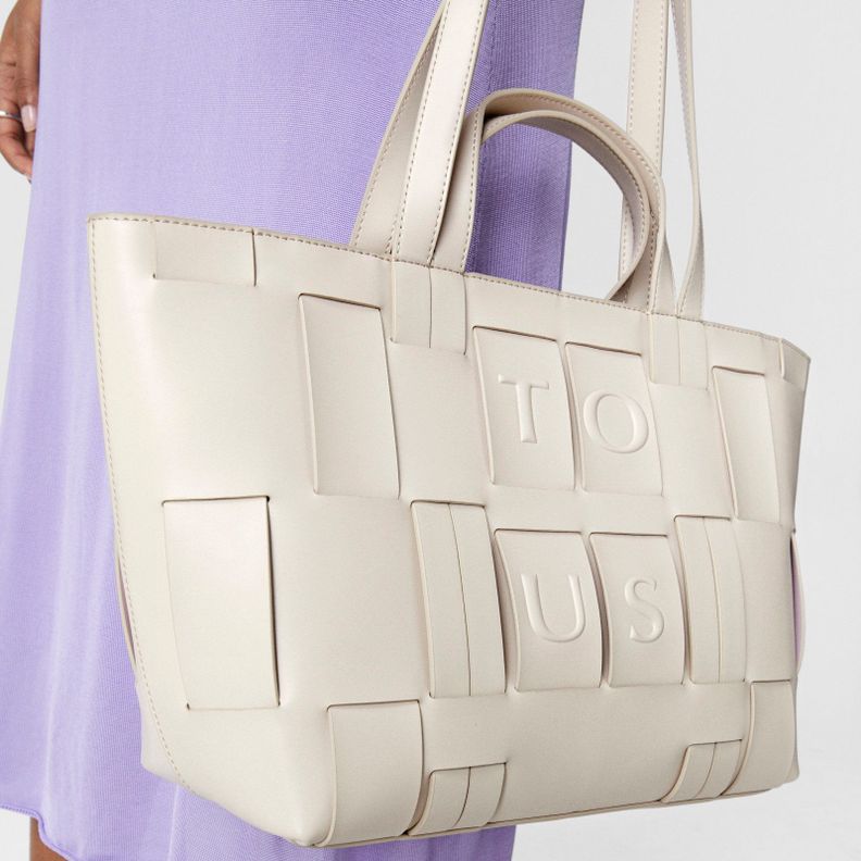 Bolso Capazo beige y malva Damas Tous-5