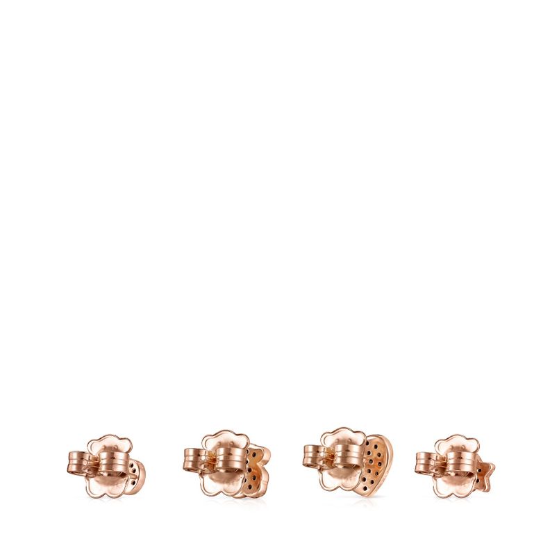 Pack Pendientes Motif Plata Vermeil Rosa con Espinelas Tous-2