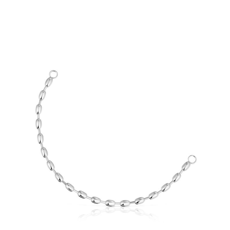 Pulsera cadena de plata con motivos bola ovales Hold Oval-0