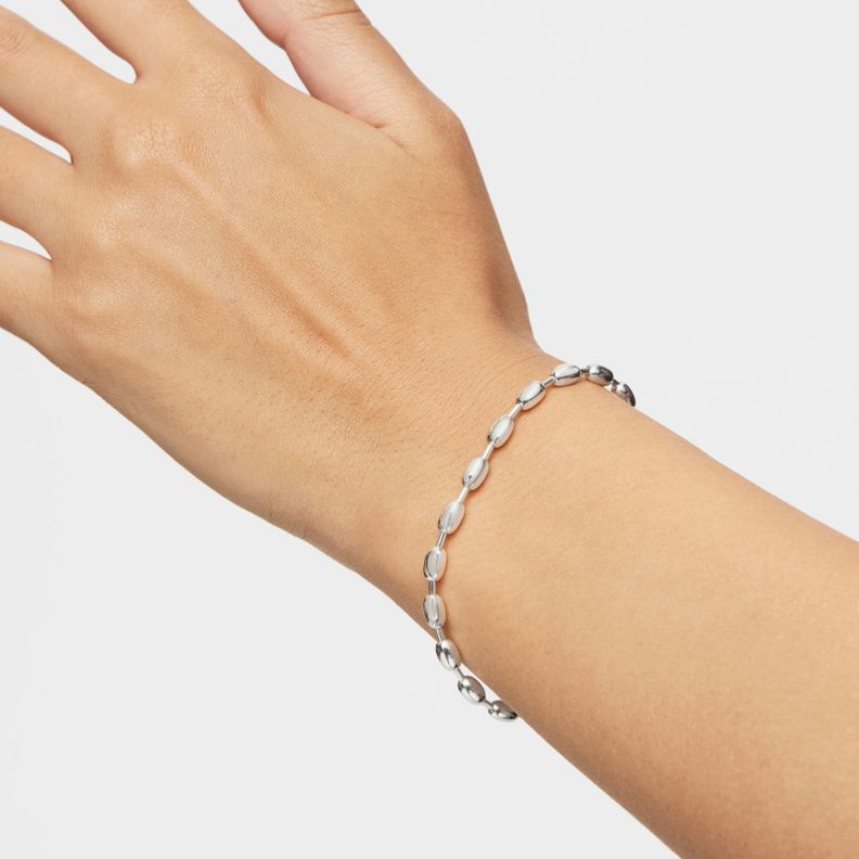 Pulsera cadena de plata con motivos bola ovales Hold Oval-3