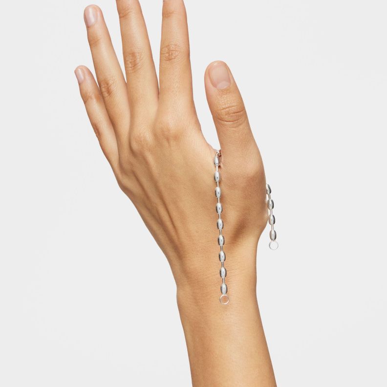 Pulsera cadena de plata con motivos bola ovales Hold Oval-6