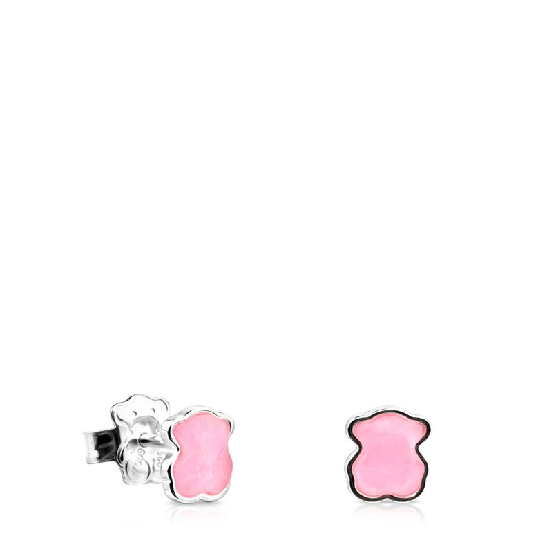Aros Color de Plata con Cuarcita Rosa Tous-0