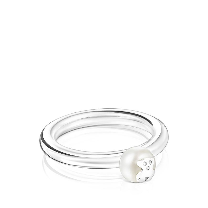 Anillo Icon Pearl de plata y perla motivo Oso Tous-1