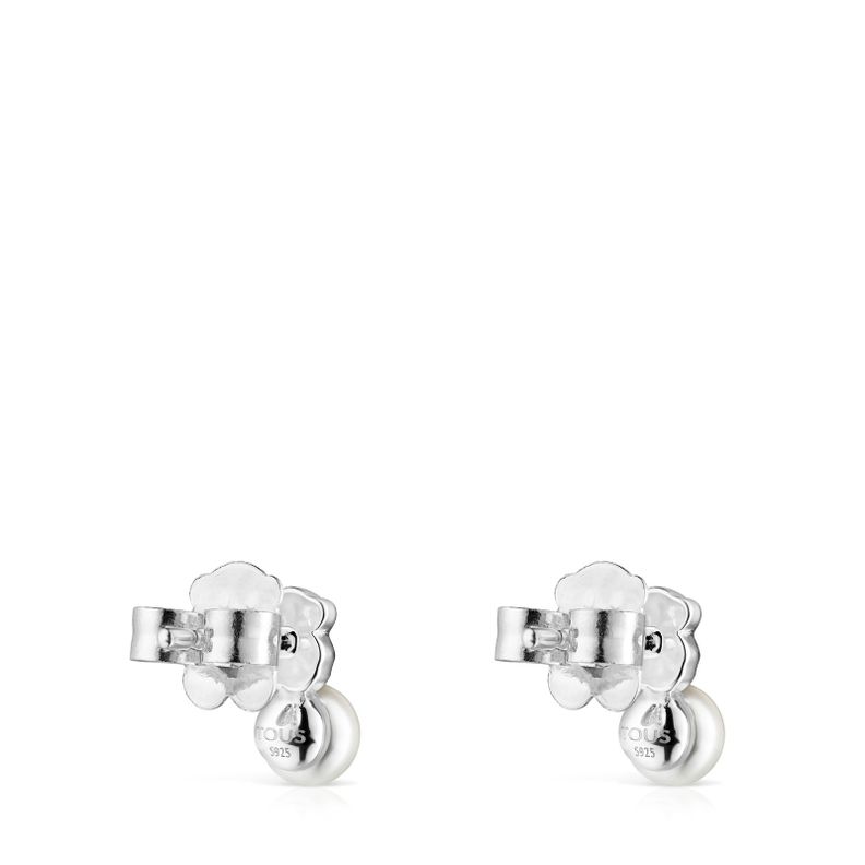 Pendientes Mini Color de Plata con Cuarcita Rosa Tous-2