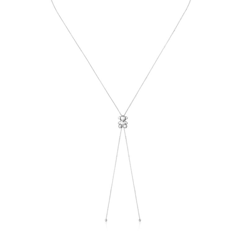 Collar largo de plata y motivo oso Bold Bear-0